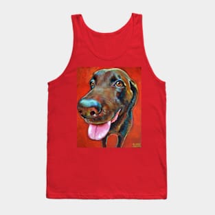 Colorful CHOCOLATE LAB on Red by Robert Phelps Tank Top